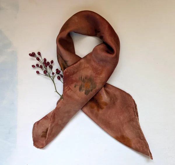 SILK SCARF DYED WITH FLOWERS