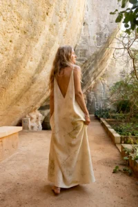 Botanical dye silk slip dress