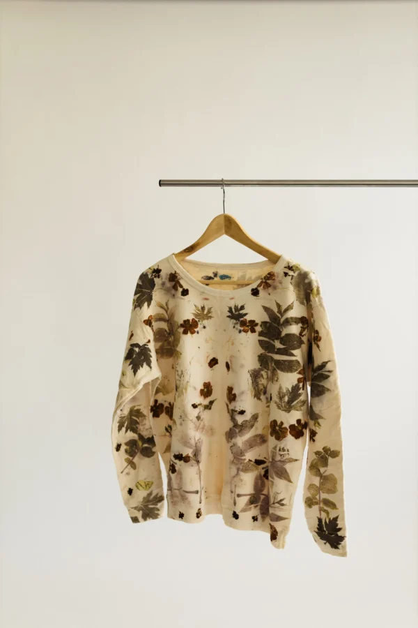 Eco-Printed Sweater with leaves, flowers, and herbs-Tie Dye